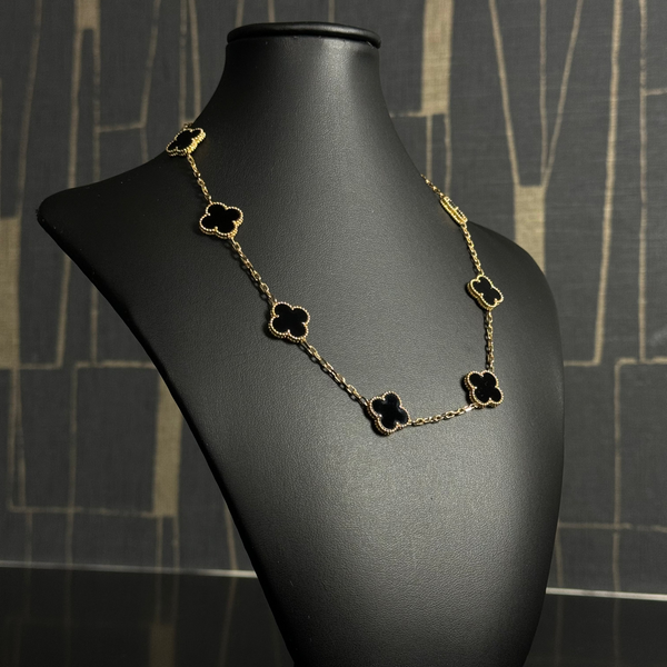 Elegant 10-Motif Necklace 18kt Black-Yellow Gold
