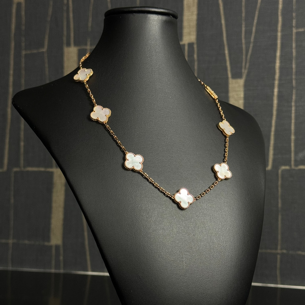 Elegant 10 Motif Necklace 18kt White-Yellow Gold