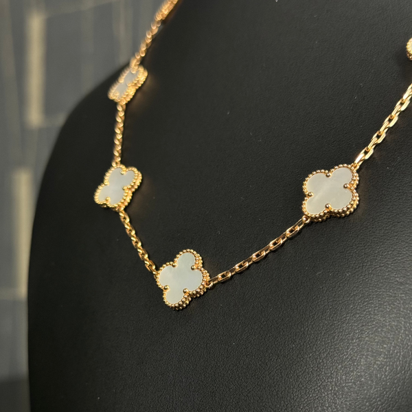 Elegant 10 Motif Necklace 18kt White-Yellow Gold