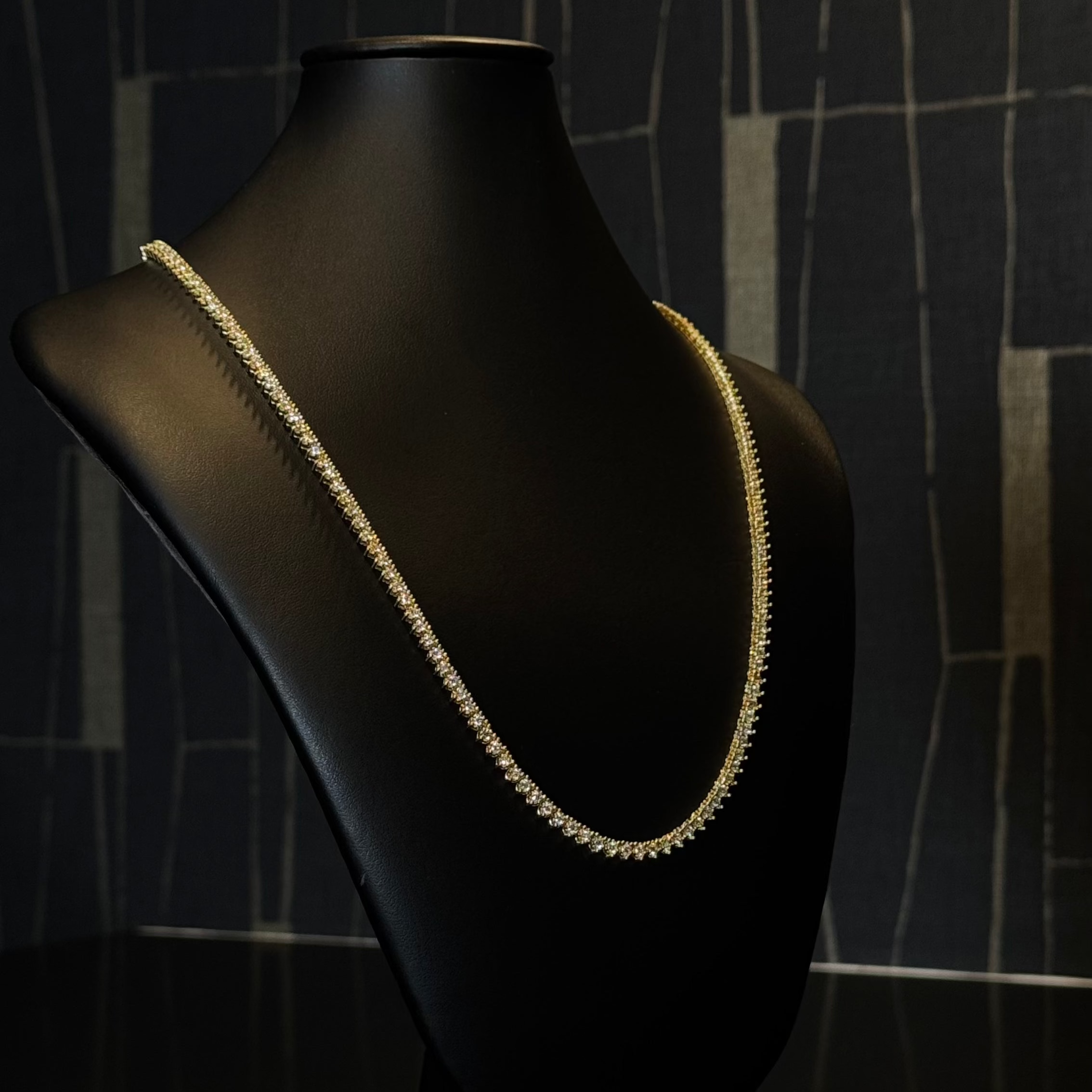 Tennis Chain Yellow Gold Natural Diamond 14KT