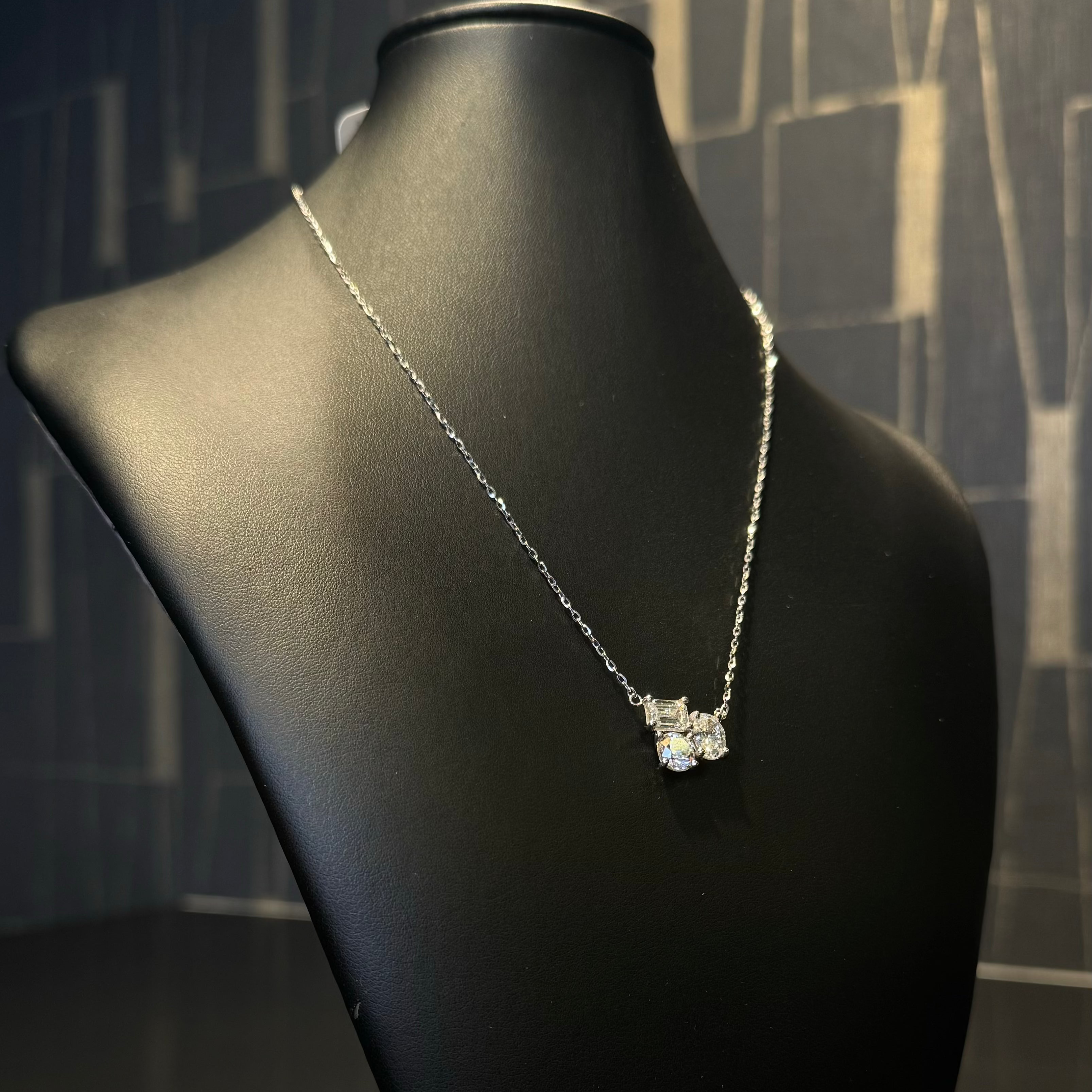 Pendant and chain mixed Necklace Natural Diamonds