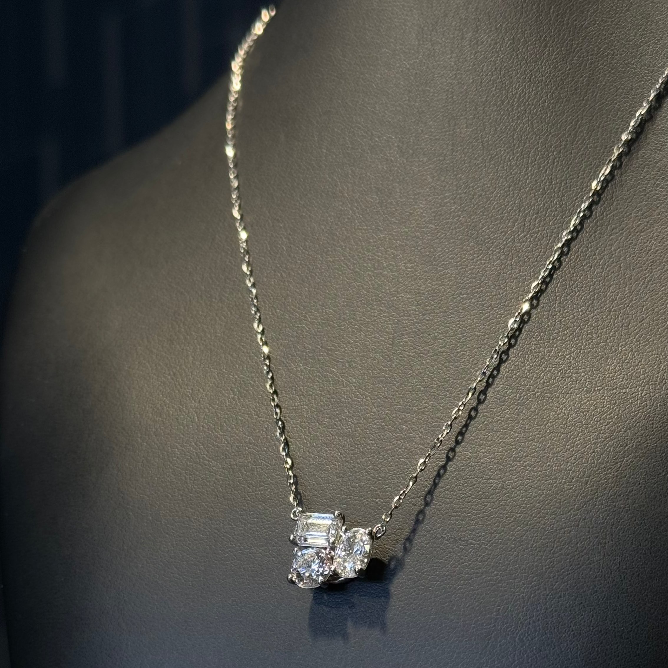 Pendant and chain mixed Necklace Natural Diamonds