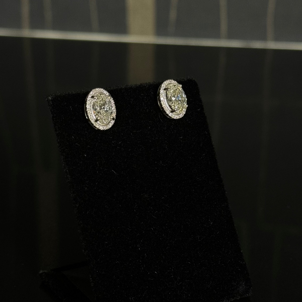 Oval Diamond Earrings White Gold