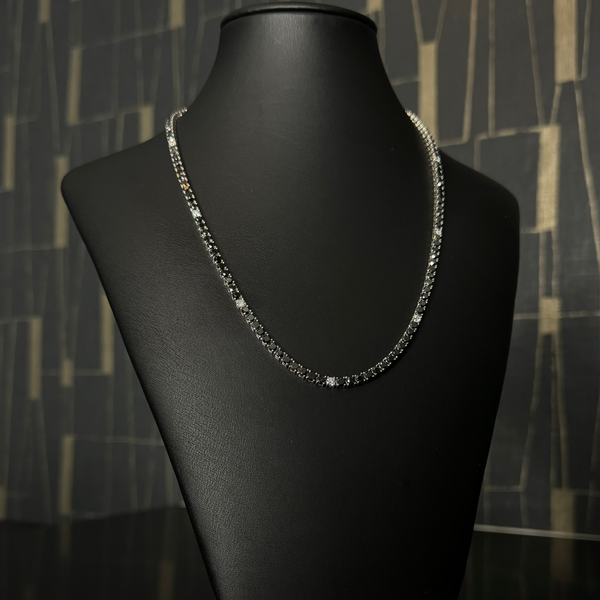 Tennis LD Chain Full Black Diamond White Gold