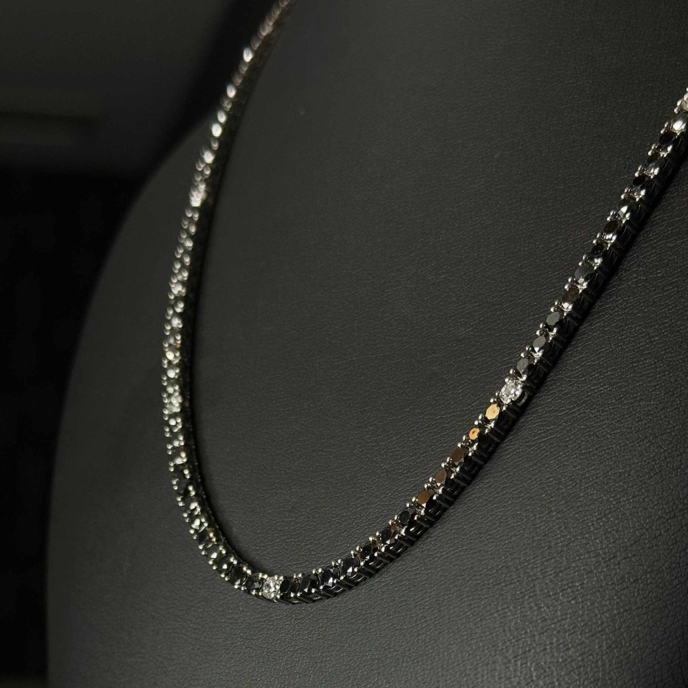 Tennis LD Chain Full Black Diamond White Gold