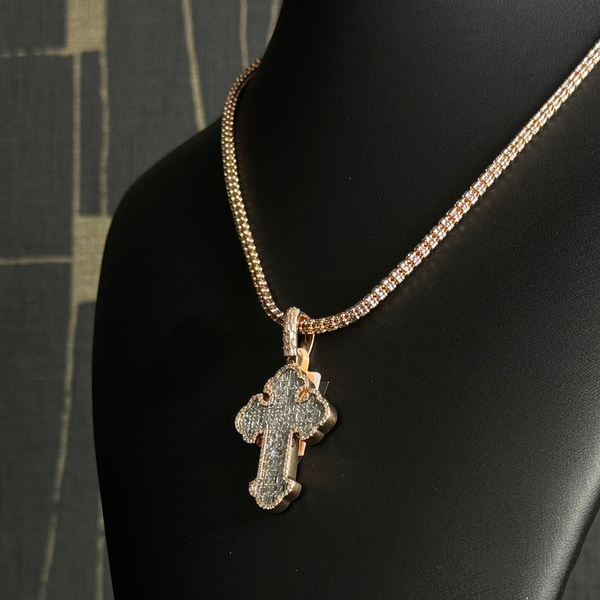 Cross Pendant Rose Gold Natural Diamonds