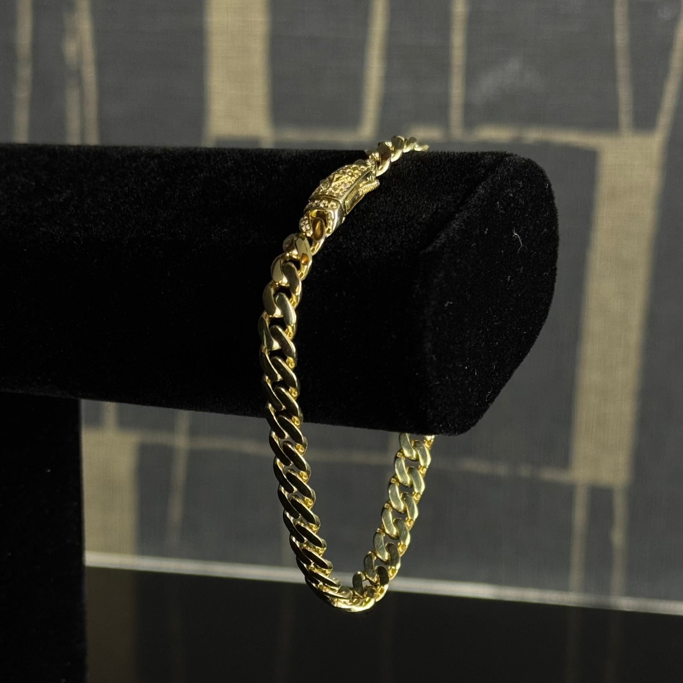 Monaco Cuban Bracelet Yellow Gold with Diamond Strap