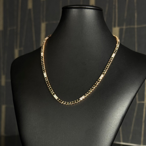 Tennis LD Chain Full Black Diamond RoseGold 14KT