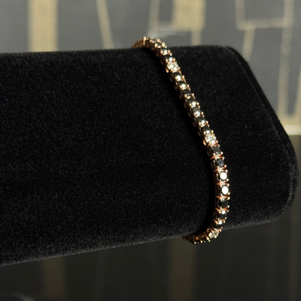 Tennis LD Bracelet Full Black Diamond Rose Gold 14KT
