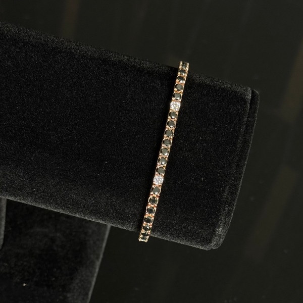 Tennis LD Bracelet Full Black Diamond Rose Gold 14KT