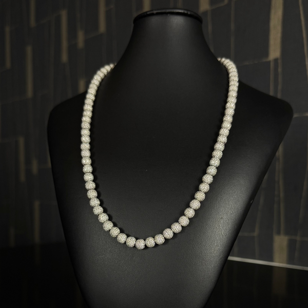 White Gold Dots Chain-Natural Diamonds 14KT