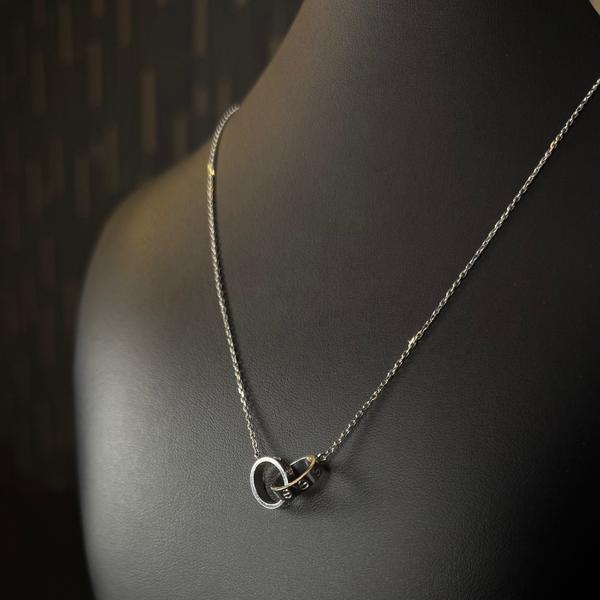 Love 2 Rings Chain White Gold