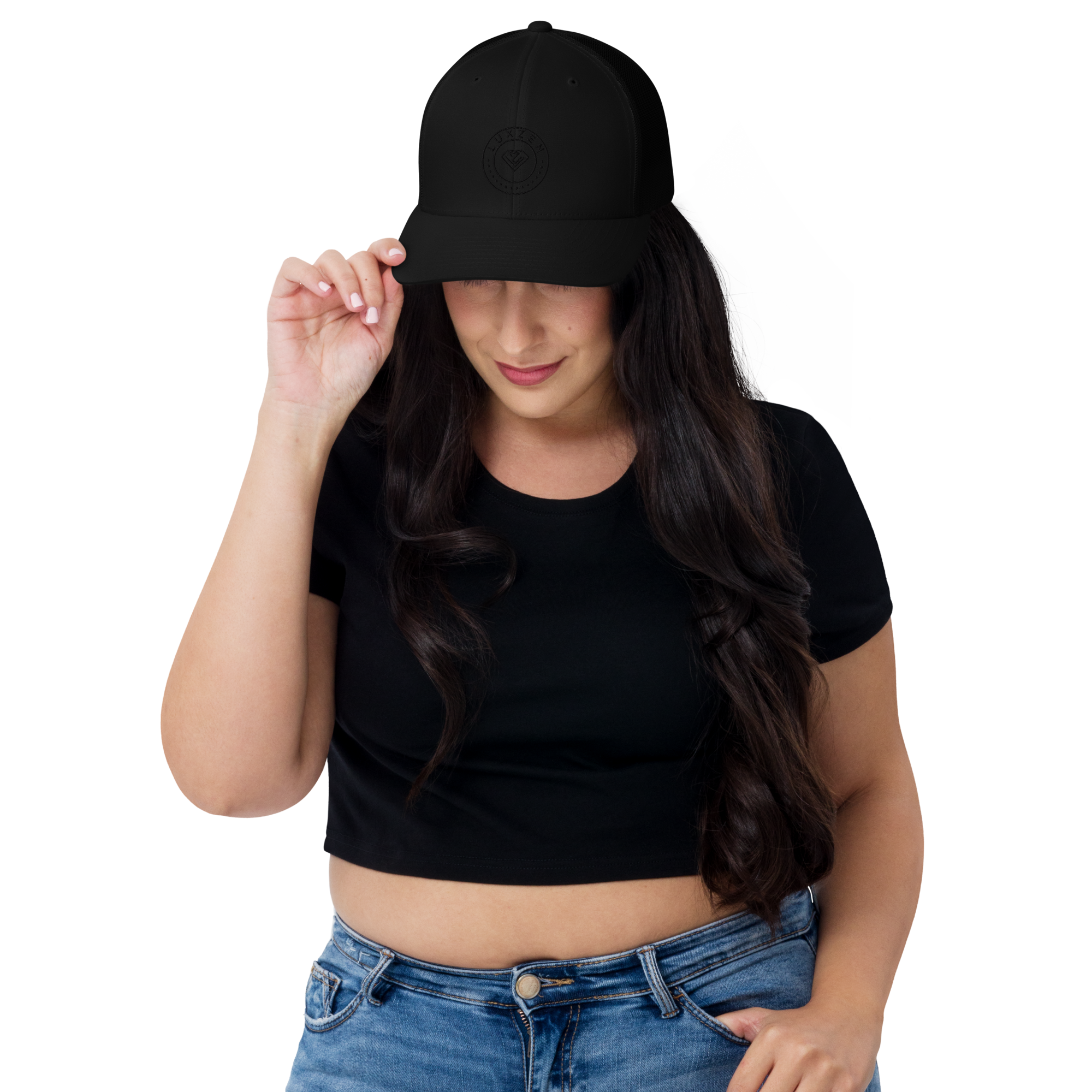 LUXZEN full black Trucker Cap